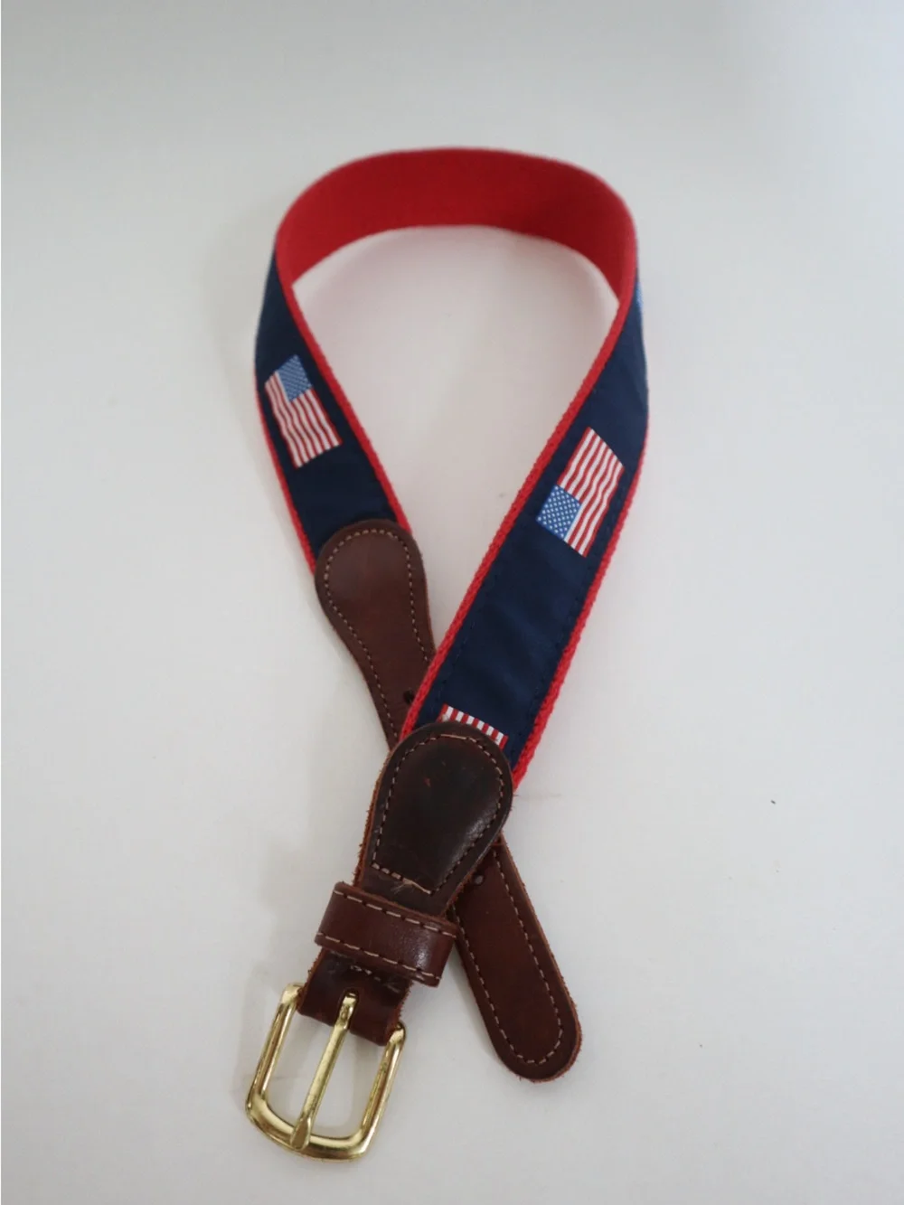 Kids Adjustable Navy & Red Flag Pattern Belt